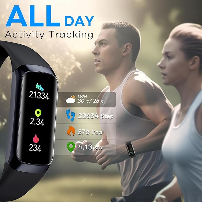 Fitness Tracker,2025 Smart Watch with Blood Pressure Heart Rate & Sleep Monitor IP67 Waterproof Step Calorie Counter Pedometer Fitness Activity Watch for Men Women Android iOS Phone (Black)