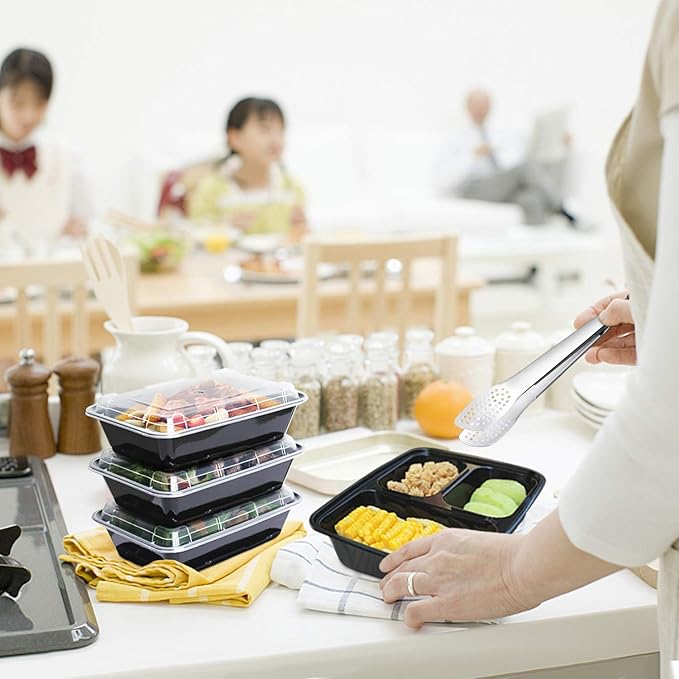 Enther Meal Prep Container 20 Pack 3 Compartments with Lids Food Storage Bento Box BPA Free/Reusable/Stackable Lunch Planning, Microwave/Freezer/Dishwasher Safe, Portion Control 36oz