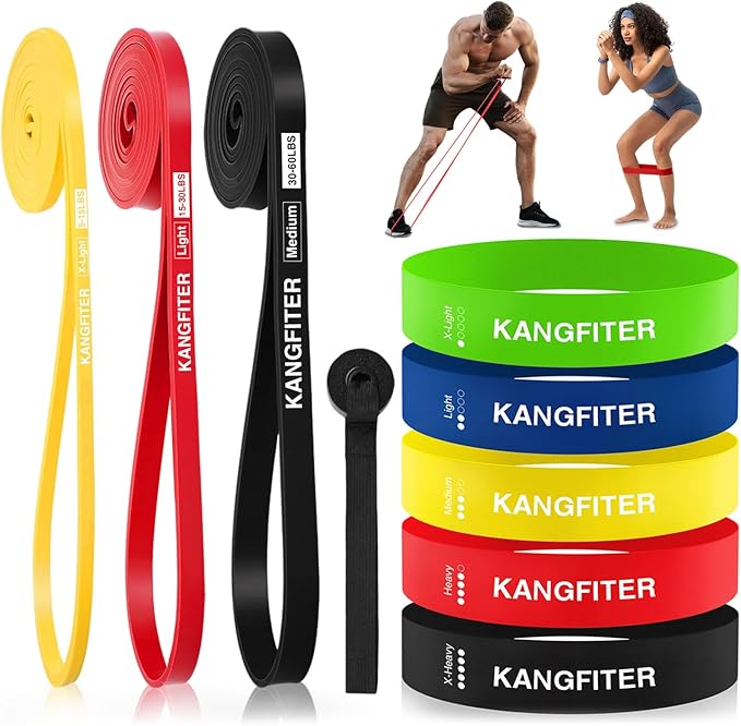 Resistance Bands for Working Out, Pull Up Bands for Men Women, Thick Heavy Resistance Band Set with Door Anchor, Elastic Exercise Bands for Body Stretching, Physical Therapy, Home Workouts