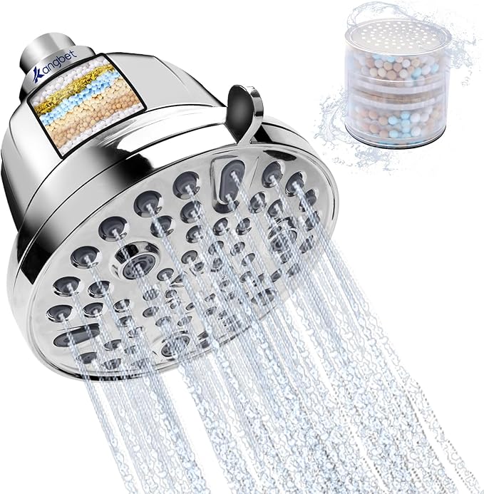 Filtered Shower Head | Shower Head for Hard Water | High Pressure Shower Filter Head for Healthier Hair Skin Reduce Hair Shedding- Chrome