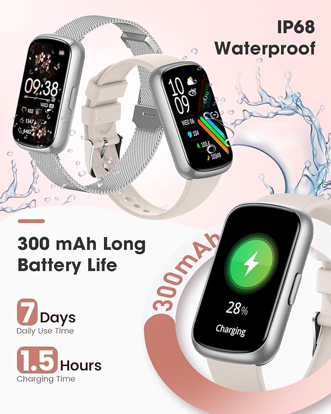 Slim Fitness Tracker, Smart Watches for Men/Women with Heart Rate/Blood Oxygen/Sleep Monitor, IP68 Waterproof Activity Trackers and Smart Watch for Phones with Step Tracker, Pedometer for Women Men