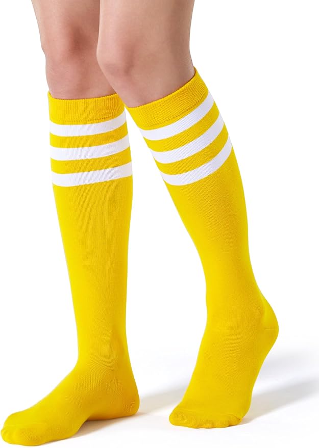 FITRELL Women's Knee High Socks Outdoor Sport Athletic Socks Casual Stripe Tube Socks 1-4 Pack