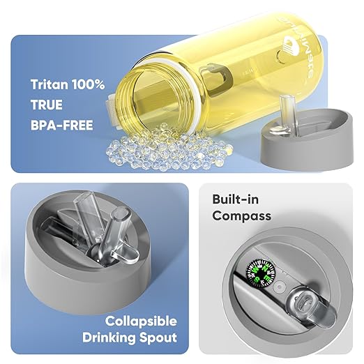 Survimate 5-Stage 0.01μm Ultra-Filtration Filtered Water Bottle, BPA-Free Material, NSF/ANSI 42&372 Certified, Portable Water Filter Bottle for Survival, Camping, Hiking, and Emergency Use