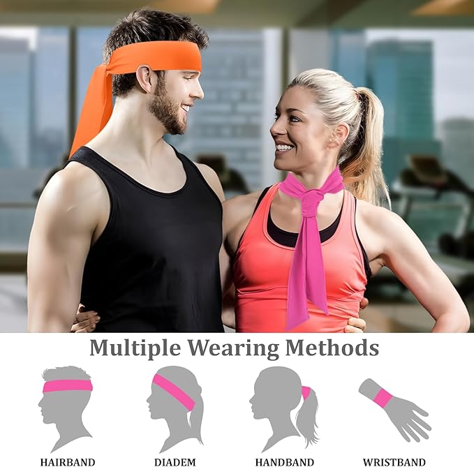 ONUPGO 18Pcs Head Ties for Men Women, Adjustable Headbands Sports Sweatband Ninja Ties Head Band, Sweat Wicking Workout Headband for Sports, Running, Tennis, Yoga, Soccer, Karate