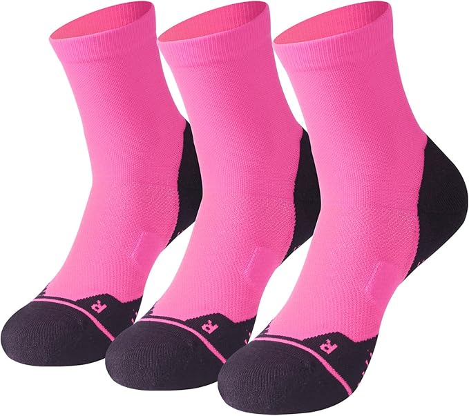 HUSO Compression Ankle Running Socks: Athletic Socks for Men Women with Cushion,Work Hiking Basketball Sport Socks 3 Pairs