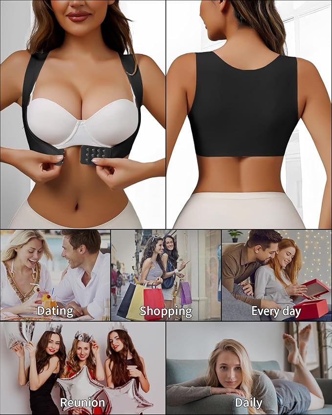 Front Closure Chest Brace Up for Women Lightweight Posture Corrector Sleeveless Slimming Back Brace Support Shaper