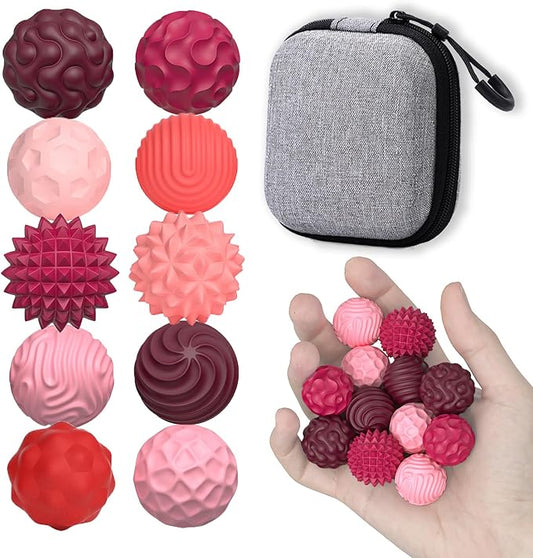 Fidget Toys for Adults Magnetic Balls - 10 Kinds Textured Silicone Magnetic Fidget Balls, Sensory Toys for Autism Anxiety Relief, Stocking Stuffers for Women Men Gift