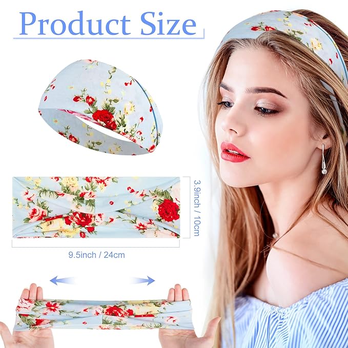 Yunsailing 36 Pcs Boho Headbands for Women - Non Slip Wide Headband for Yoga, Workout, Running - Hair Bands, Sweat Wraps, Accessories for Women & Girls