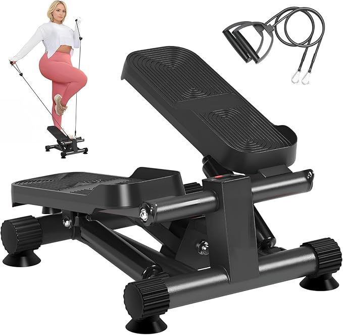 SogesHome Stair Stepper Machine with Resistance Bands, Mini Fitness Stepper for Cardio Workout with LCD Monitor, Low Impact Stepper for Legs, Butt & Thigh Toning, Home Gym Equipment
