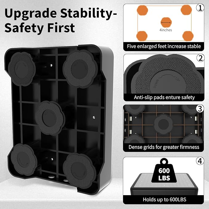 Adjustable Step Stool for Adults, Toddler Step Stools, 600 LBS Capacity Non-Slip Safety Step Platform for Elderly and Kids, Portable Stair Assist for Cars, Bedside, Kitchen, and Shower, Grey