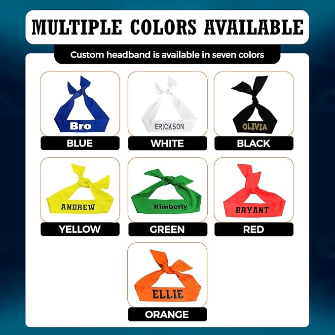 Customized Personalized Sports Tie Headband in Multiple Colors and Fonts, Ninja Style Head Tie Perfect for Sports and Activities