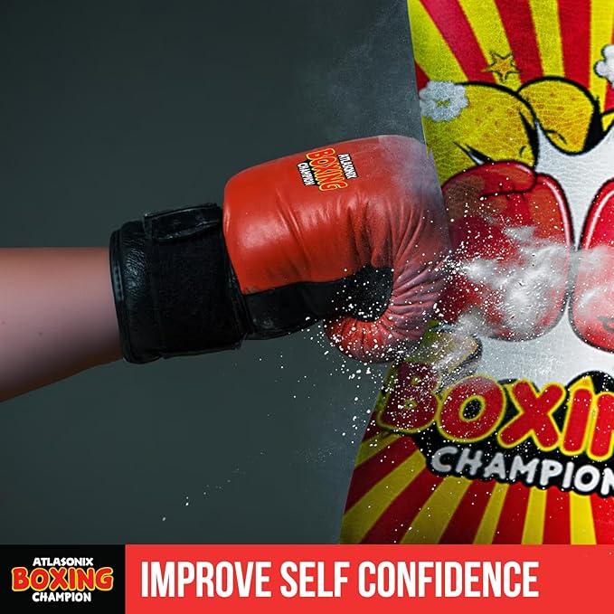 Inflatable Boxing Toy for Boys Age 4-8-12, Standing Kick Dummy, Karate Taekwondo Equipment, Fun Active Game, Birthday Party for Kids, Durable Punch Box Set