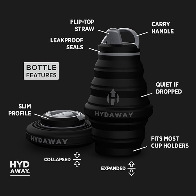 HYDAWAY 17oz Collapsible Water Bottle - BPA-Free, Leakproof, Lightweight, and Space-Saving - Perfect for Travel, Hiking, and Everyday Hydration