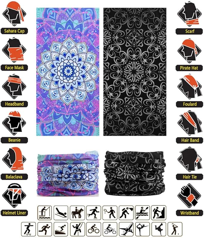 Headband Neck Gaiter Head Wrap Headwear Face Mask Magic Scarf Bandana for Men and Women