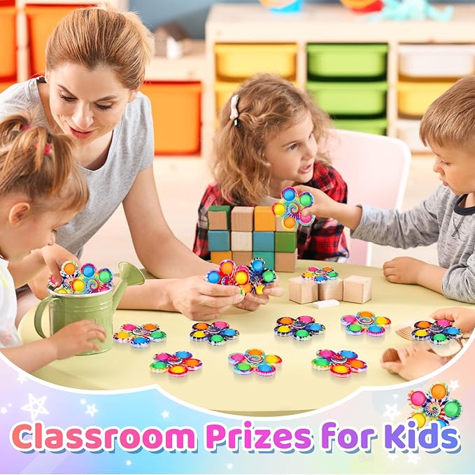 Gigilli 12 Pack Fidget Spinners for Kids, Sensory Fidget Toys Bulk Party Favors for Kids 4-8-12, Goodie Bags Stuffers Pop Mini Fidgets Classroom Prizes, Toddler Birthday Gifts, Autism Toy for Adults