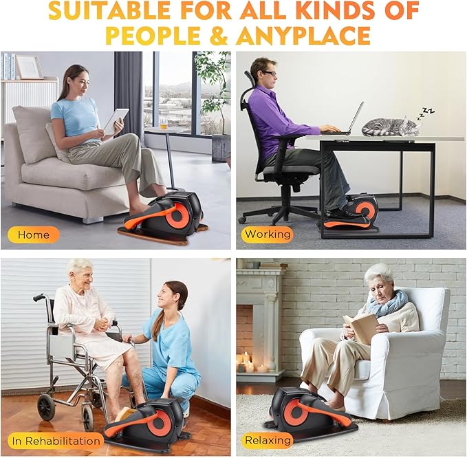 Under Desk Elliptical Machine, Electric Ellipse Leg Exerciser As Seen On TV with 12 Speed for Seniors,Portable Foot Leg Exerciser, Mini Seated Pedal Exerciser for Home Office