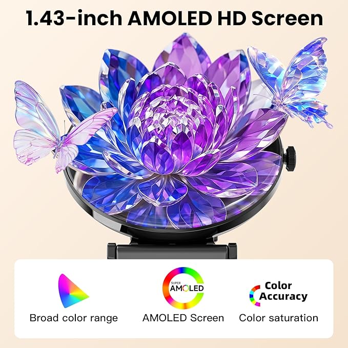 Hwagol Smart Watches for Women Men[Calls/Metal Thin] for Android iPhone Compatible,1.43" Micro-Spherical AMOLED Screen,IP68 Waterproof Fitness Tracker Heart Rate/SpO2/Sleep Monitor/Pedometer