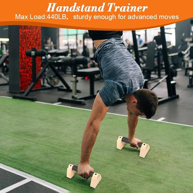 Wooden Parallettes Bars, Calisthenics Equipment for Handstand Training, Mini Handle Pumps, Push Up Bars Fitness, Calisthenics Bar, Handstand Blocks and Pushup Handles for Men