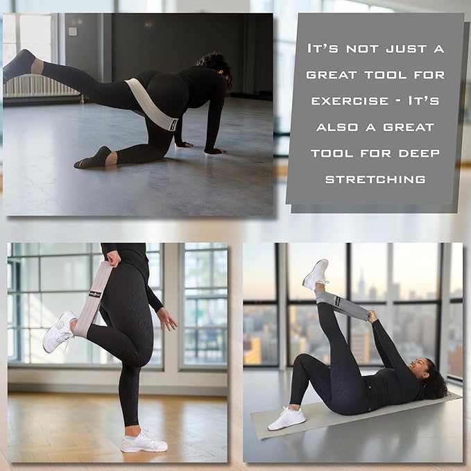 Fabric Resistance Bands, Non-Slip Hip Circle Bands for Glute Workouts, Yoga, Set of 3 with mesh Carrying Bag. (Light, Medium, Heavy)