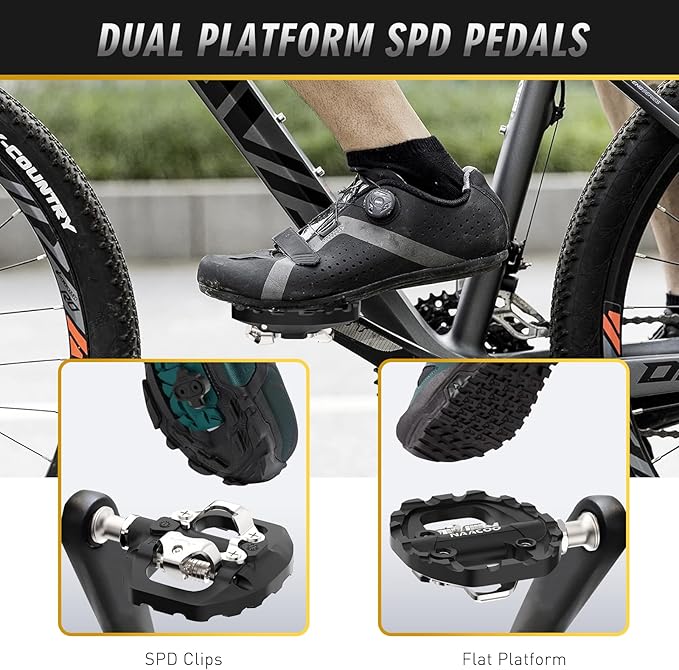 Bike Pedals Dual Platform Compatible with Shimano SPD Mountain Clipless Pedals,3-Sealed Bearing Lightweight Nylon Fiber Bicycle Pedals for Outdoor Spin Exercise Peloton Fit Trekking Bike
