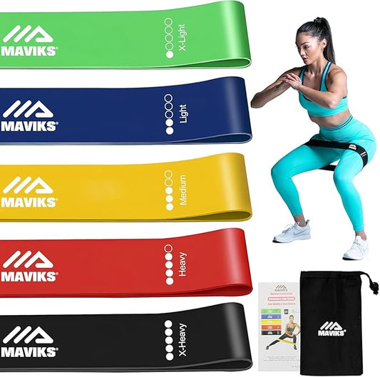 Exercise Resistance Bands for Working Out Set of 5 for Women and Men, Stretch Bands for Exercise, Physical Therapy, Arms Legs Workout, Stretching, Home Fitness
