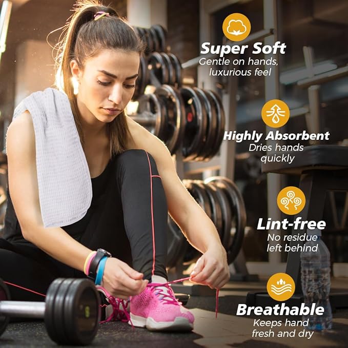 HOMEXCEL 4 Pack Premium Waffle Gym Towels, Ultra Soft Cooling Towels Highly Absorbent and Quick Dry Towel for Gym, Shower, Hotel, Spa and Kitchen, 15 x 25 Inch