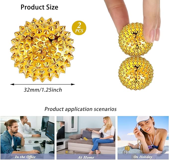 2 Pcs Hand Massage Ball,Pressing Hand Acupoints Balls,Magnetic Massage Balls, Hand Acupuncture Ball Massage Physical Body Acupressure, Manual Massage Balls