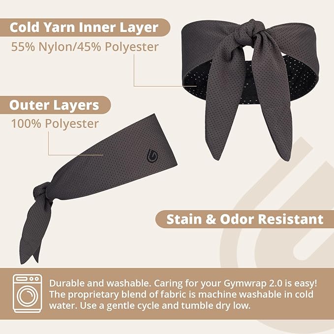 2.0 by Gymwrap - Sweat-Wicking Workout Headband for Women & Men - Adjustable Headband for Sports, Running & Outdoors