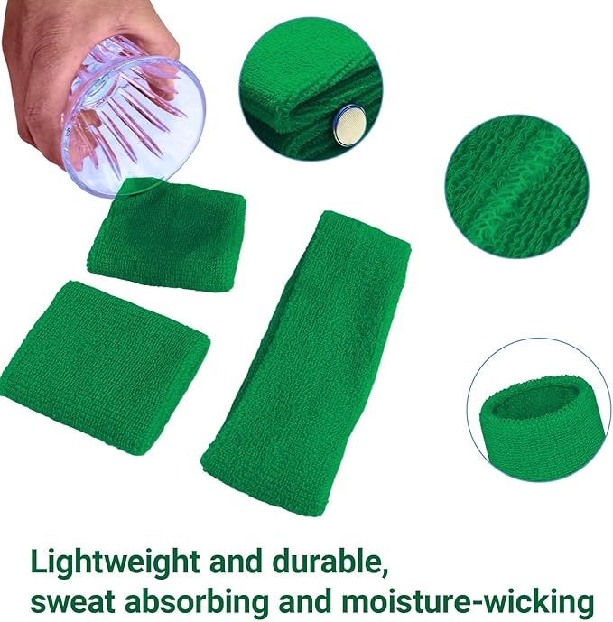 24 Pcs Neon Sweatbands Set Include 8 Pcs Sports Headband and 16 Pcs Cotton Wristbands 80s Neon Sweat Bands Bulk for Gym, Tennis, Basketball, Running, Exercise