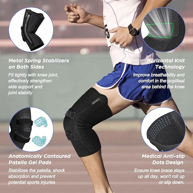 NEENCA Knee Brace for Knee Pain, Compression Knee Support with Patella Tendon Strap & Gel Pads, Side Stabilizers. Knee Sleeve for Meniscus Tear, ACL, PCL, Arthritis, Joint Pain Relief, Runner, Workout