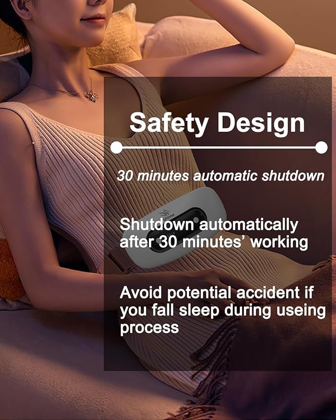 Electric Heating Pad,Portable Cordless Menstrual Heating Pad with 4 Heat Levels and 4 Massage Modes, Heating Pad for Cramps,Back Pain Relief (White)