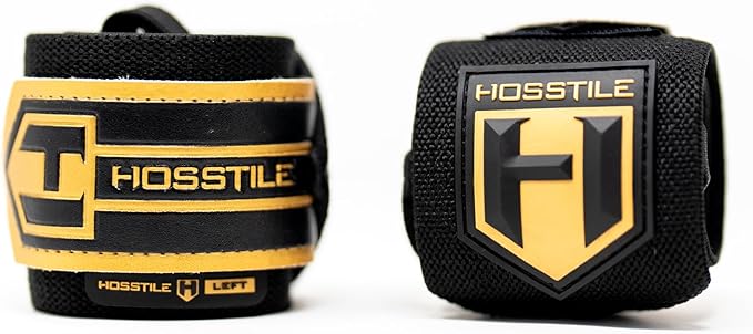 HOSSTILE Heavy Duty Wrist Support Wraps (Pair) – 18" Firm Joint Support, Durable Elastic, Extra-Strong Thumb Loop, Adjustable Hook and Loop Fastener, Powerlifting, Bodybuilding, Crossfit