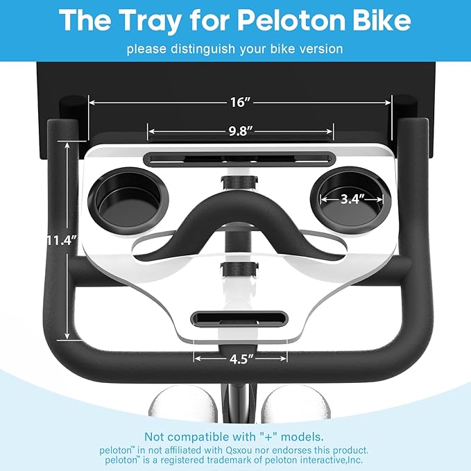 Desk Attachment Compatible with Peloton Bike (NOT Bike+) Tray Holder for Phone, Cup, Tablet, Ergonomic Platform Tray Accessories for Peloton Spin Bikes Transparent Acrylic Material