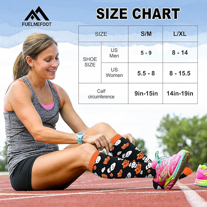 FuelMeFoot 6 Pairs Compression Socks for Women & Men 15-20mmHg Graduated Support Knee High Socks for Nurses, Travel, Athletic