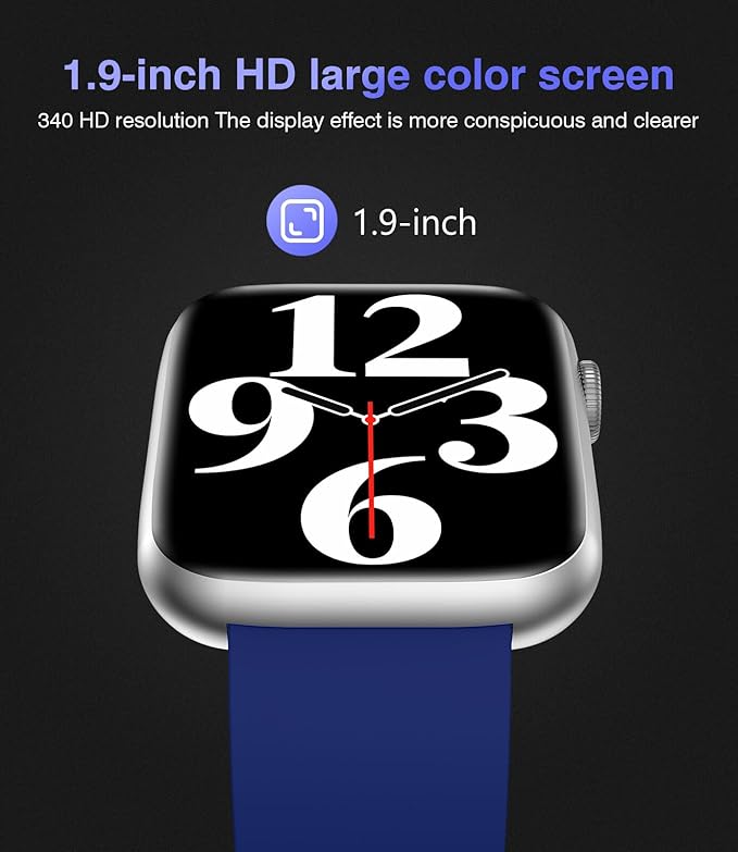 Smart Watches for Men Women with Blood Pressure Monitor, 1.9'' HD Full Touch Screen Fitness Tracker, 123 Sports Modes, Waterproof Smartwatch with Heart Rate, Blood Oxygen Compatible Android and iOS