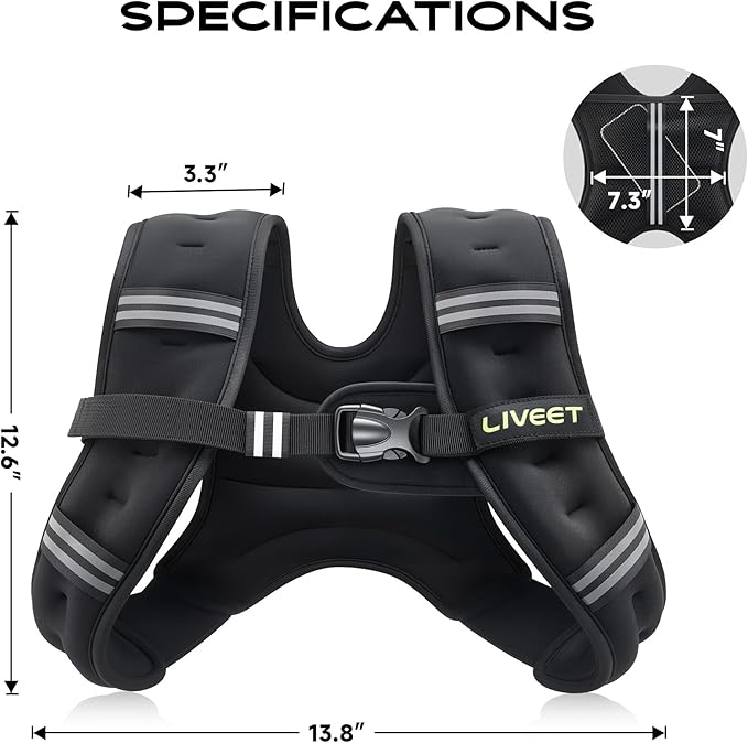 Weighted Vest Women with Pocket, SGS Certified Weighted Vest for Men, 5 10 15 20 25 30 lb Weight Vest with Reflective Strips Adjustable Buckle Straps for Walking Running Strength Training Cardio Workout