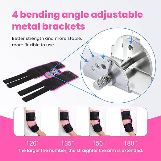 Cubital Tunnel Syndrome Elbow Brace, Ulnar Nerve Entrapment Splint, Elbow Immobilizer for Night Sleeping and Day Working, 4 Angles Adjustable, Fit Women & Men, Right & Left Arm - M