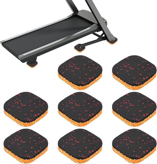 PATIKIL 8 Pcs Treadmill Mat Pads, 4x4x0.8 High Density Foam Anti Vibration Pad Sound Proof Floor Mat Exercise Equipment Mat for Carpet Protect Noise Reduction Home Gym, Red