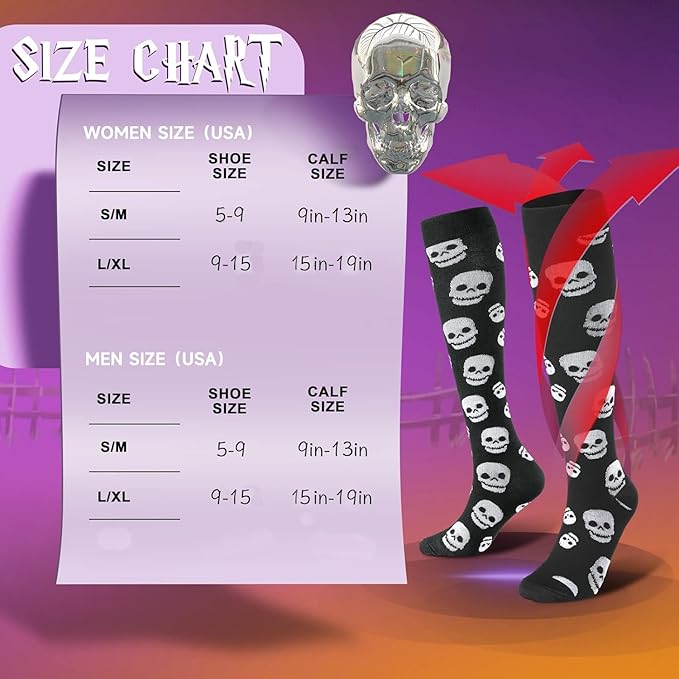 bropite Halloween Compression Socks for Women Circulation-Support Knee High Socks 20-30 mmhg-Best for Running,Medical
