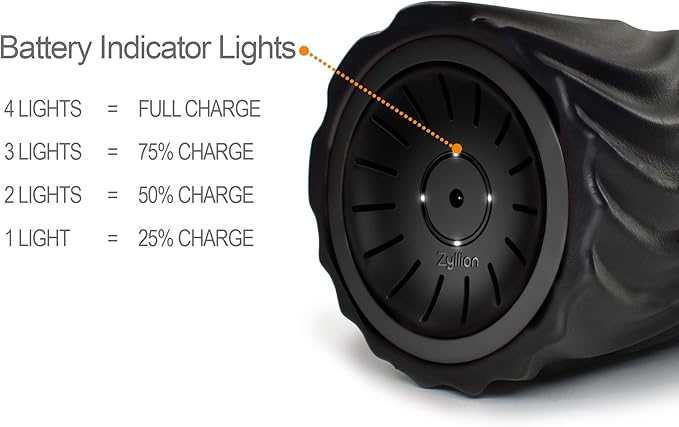 Zyllion Rechargeable Vibrating Foam Roller with 4 Speeds - Cordless Electric Deep Tissue Massager for Muscle Pain Relief, Black/Black, ZMA-22