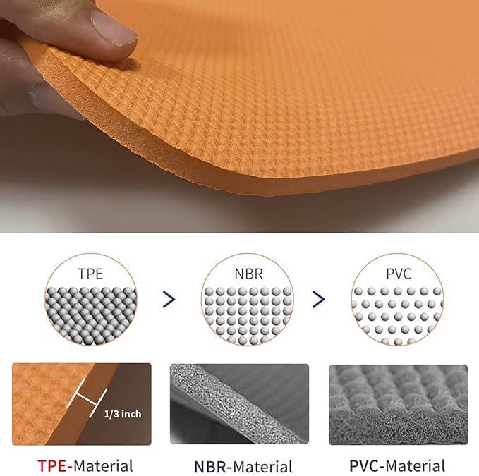 Hatha Yoga Thick TPE Yoga Mat 72"x 27"x1/3 inch Non Slip Eco Friendly Exercise Mat for Yoga Pilates & Floor Workouts