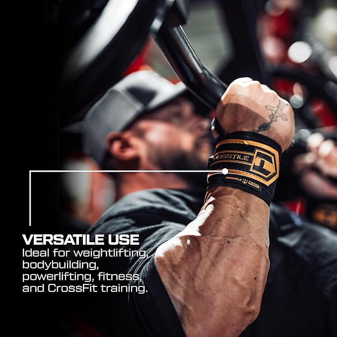 HOSSTILE Heavy Duty Wrist Support Wraps (Pair) – 18" Firm Joint Support, Durable Elastic, Extra-Strong Thumb Loop, Adjustable Hook and Loop Fastener, Powerlifting, Bodybuilding, Crossfit