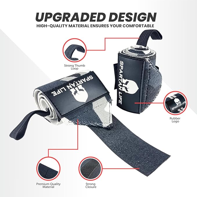 wrist wraps for weightlifting men & Women 18" Professional Quality Wrist Support with Heavy Duty Thumb Loop - Best Wrap for Powerlifting Competition, Strength Training, Bodybuilding