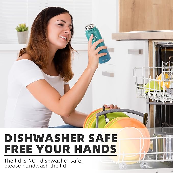 Fanhaw 20 Oz Stainless Steel Insulated Sports Water Bottles with Straw for Kids, Men and Women (Green Blue)