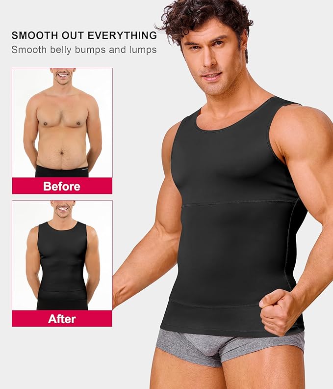 Gotoly Men Compression Shirt Shapewear Slimming Body Shaper Vest Undershirt Tummy Control Tank Top