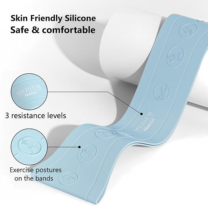 PROIRON Silicone Resistance Bands for Legs Booty Non Slip, Non-Rolling-Up Loop Bands for Exercise, Skin-Friendly Mini Bands with Postures, Resistance Loop for Women Yoga, Pilates Workouts, Set of 3