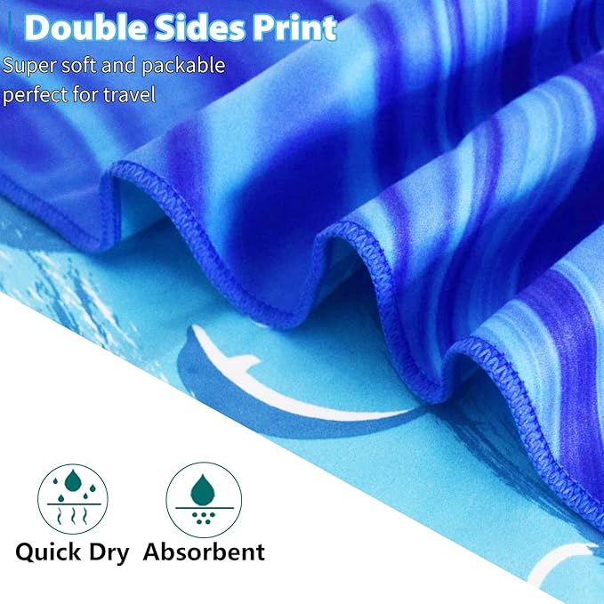 2 Pack Microfiber Thin Beach Towel Lightweight 71x32 Oversized Extra Large Sand Free Towels Quick Dry for Travel Pool Yoga Gym Sports Beach Accessories Vacation Essential Gift