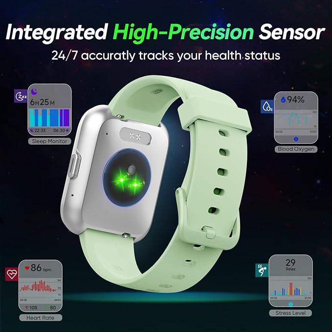 Fitpolo Smart Watches for Men/Women, 1.8'' Alexa Built-in Fitness Tracker Watch with Bluetooth Calls, IP68 Waterproof, Heart Rate/Sleep/SpO2/Stress Monitor, 110 Sport Modes for Android & iPhone