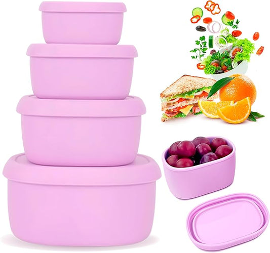 Anatole Silicone Food Storage Containers 4 Pcs Lunch Bento Box with Lids Leakproof Dishwasher Microwave Oven Freezer Safe BPA Free CPC Certified (30oz 20oz 10oz 6.7oz)