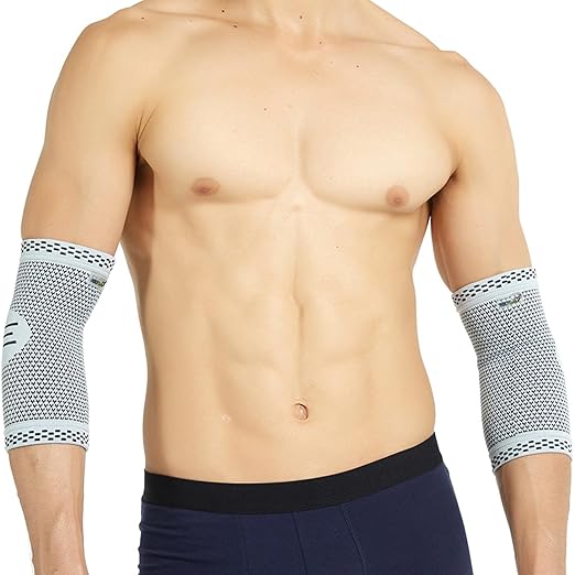 NeoTech Care Elbow Support Brace - Breathable - Men, Women, Right or Left (Gray, Size XS, 1 Pair)